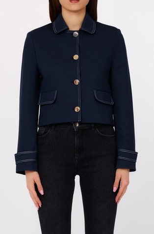 Stretch viscose-blend blazer with contrast seams