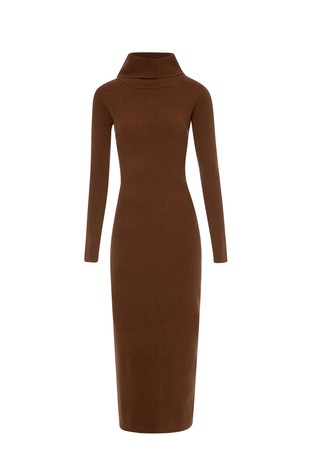 Slim fit duga pletena vunena haljina