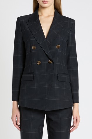 Double-breasted blazer with checked pattern