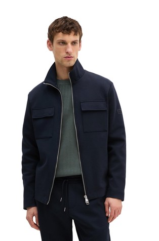 Zipper mock-neck sweat jacket in scuba fabric