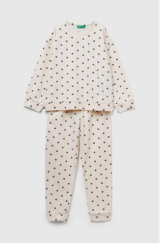 Pamučna pidžama dugih rukava s točkastim uzorkom