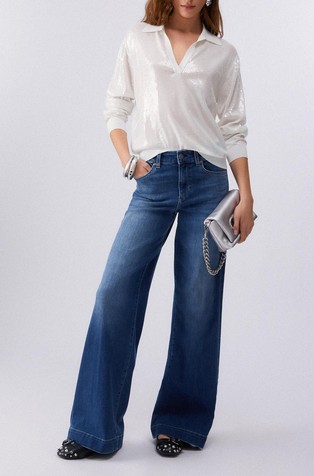 Pleten pulover s polo ovratnikom i šljokicama