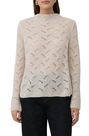 Semi-sheer sweater with ajour pattern and sequin details