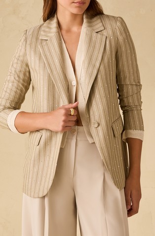 Pinstriped blazer with sequins