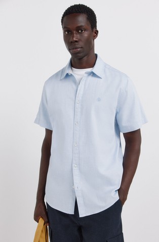 Short sleeve shirt in structured cotton