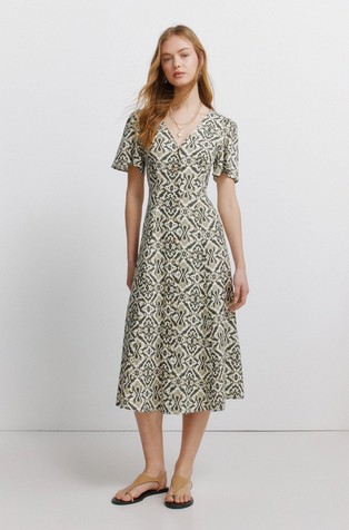 Haljina od mješavine lana s uzorkom