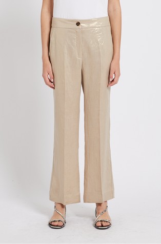 Cropped lanene hlače s metalnim sjajem