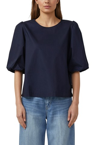 Poplin blouse with balloon sleeves