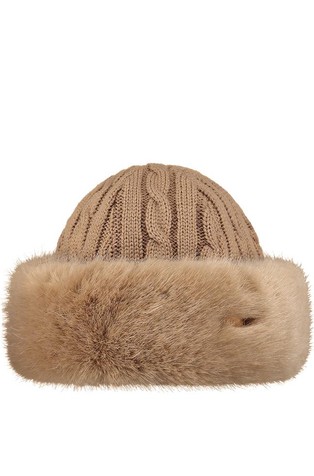 Teksturirano pletena kapa s obrubom od umjetnog krzna