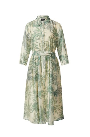 Midi shirt dress with pattern and 3/4 sleeves