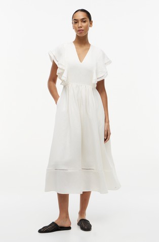 Linen Blend Midi Dress