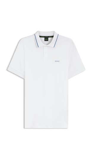Slim-fit short sleeved polo shirt in cotton