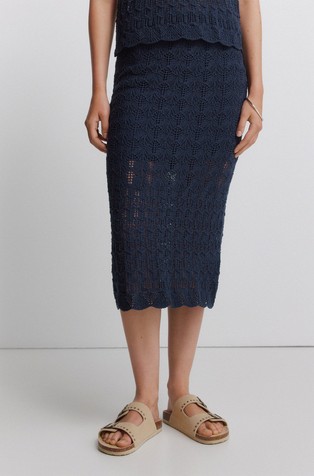 Pointelle midi skirt