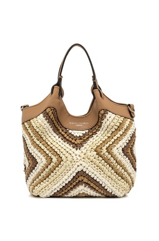 Diamix printed raffia-look small bag