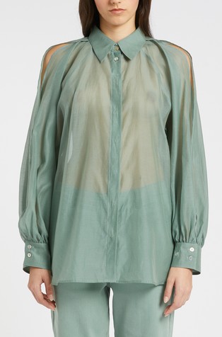 Monochrome cotton and silk shirt