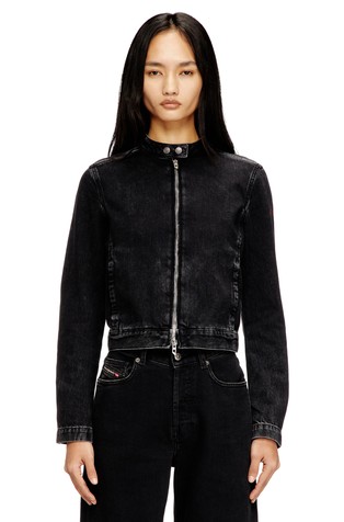 Moto jacket in denim in clean-wash denim