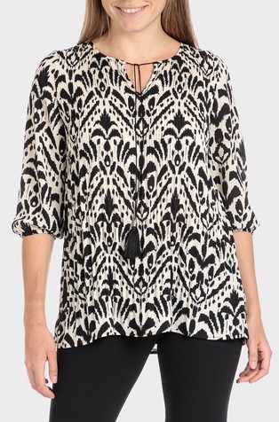 Pleated printed blouse