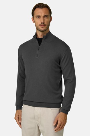 Half-zip knit sweater in merino wool