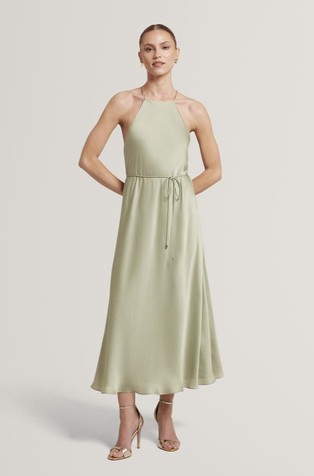 Satin Midi Dress With Deep Back Neckline