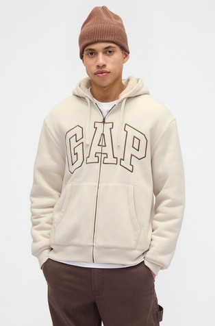 Relaxed Gap Logo Sherpa-Lined Zip Hoodie