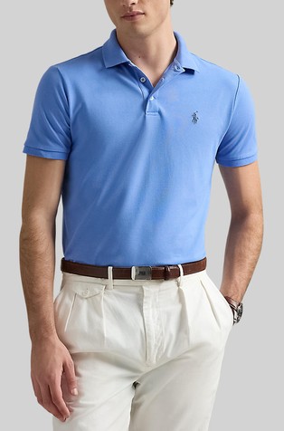 Custom slim fit rastezljiva polo majica s mrežastom strukturom