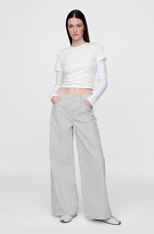 Ženske baggy jeans hlače s prugastim uzorkom