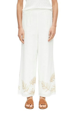 Cropped cotton trousers with embroidery