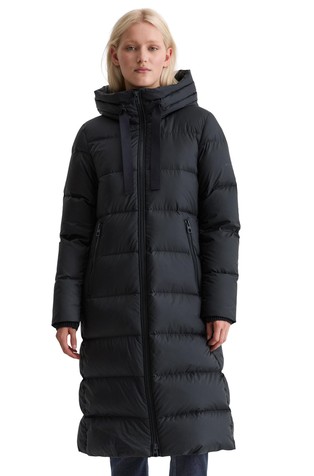Water-repellent hooded down coat