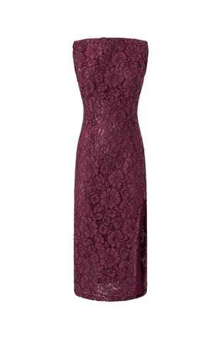 Lace dress with plunging rear neckline