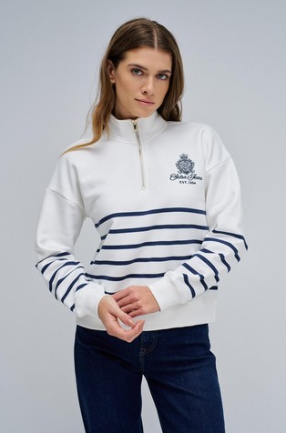 Prugast pulover s djelomičnim patentnim zatvaračem