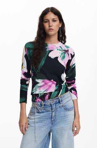 Tanak pulover s cvjetnim uzorkom