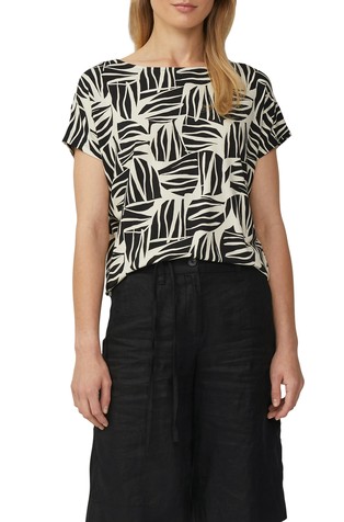 Relaxed fit viskozna majica s uzorkom