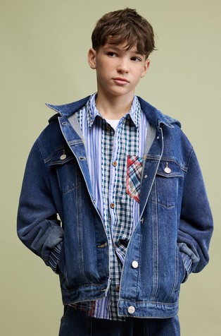 Denim jacket with hood