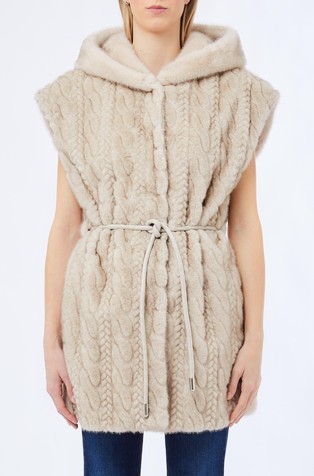 Prsluk od umjetnog krzna s uzorkom lanca