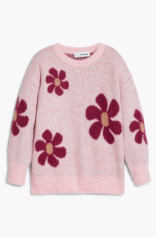 Pleten pulover s cvjetnim uzorkom