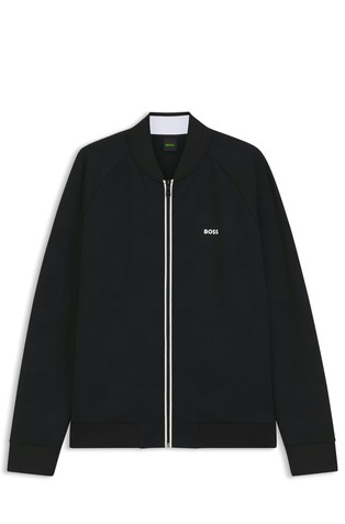 Jacquard zip-up sweatshirt with contrast stripes