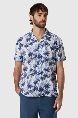 Košulja kratkih rukava od lana i pamuka s uzorkom