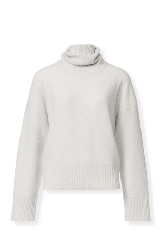 Pleten pulover s visokim ovratnikom i mikrošljokicama