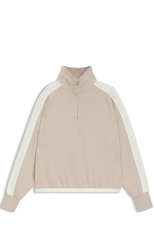 Pulover s djelomičnim kopčanjem i kontrastnim detaljima