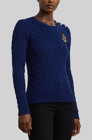 Pleten bombažen pulover s ukrasnim gumbima