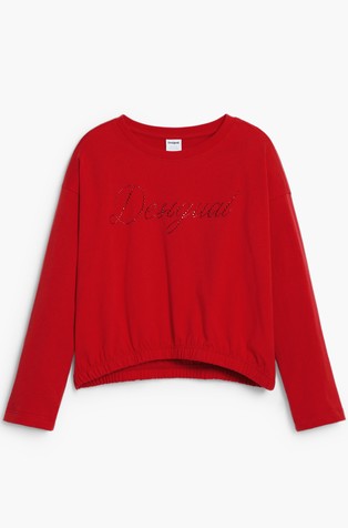 Majica dugih rukava s logotipom od ukrasnih kamenčića