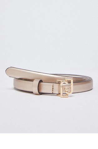Thin belt with logo buckle
