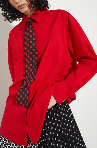 Cotton-poplin shirt with silk tie