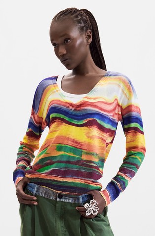 Patterned knit sweater