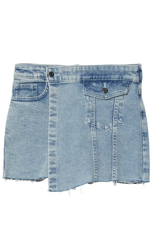 Denim kratke hlače s preklopom sprijeda i resastim rubom