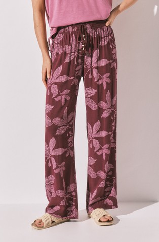 Floral print viscose trousers