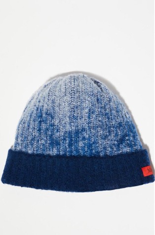 Wool-blend knitted beanie hat