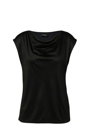 Sleeveless viscose shirt with a waterfall neckline