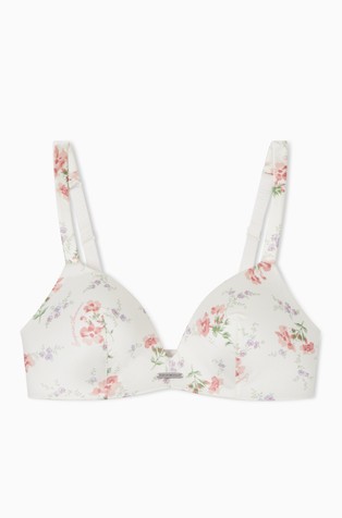 Podstavljen trokutast grudnjak od satenske mikrofibre s cvjetnim uzorkom