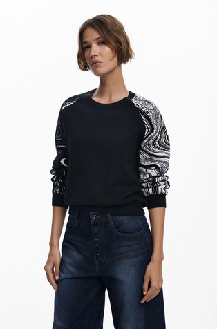 Pleten pulover s mramornim uzorkom